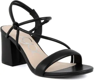 Sugar Women's Strappy Dress Sandals – Slip-On Block Heel Heels for Women, Open Toe Evening Party Shoes with Sparkly or Smooth Finish