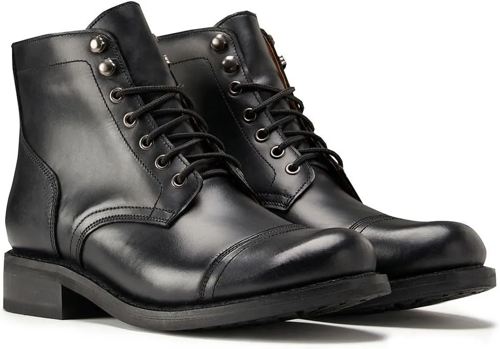 SUREWAY 6" Men's Lace-up Ankle Boots - Cap Toe, Captain Genuine Leather Lace up Chukka Boots for Men,Classic Comfort Oxford Style Footwear