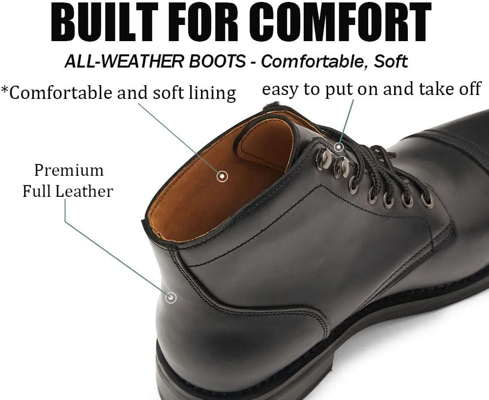 SUREWAY 6" Men's Lace-up Ankle Boots - Cap Toe, Captain Genuine Leather Lace up Chukka Boots for Men,Classic Comfort Oxford Style Footwear