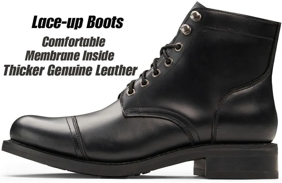 SUREWAY 6" Men's Lace-up Ankle Boots - Cap Toe, Captain Genuine Leather Lace up Chukka Boots for Men,Classic Comfort Oxford Style Footwear