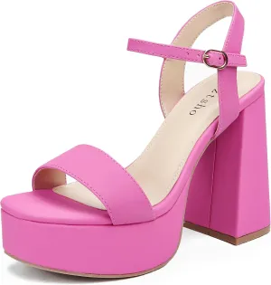 syztsho Platform Heels for Women Chunky High Heel Sandals Ankle Strap Open Toe Pump Wedding Sexy Block Heel Sdndals