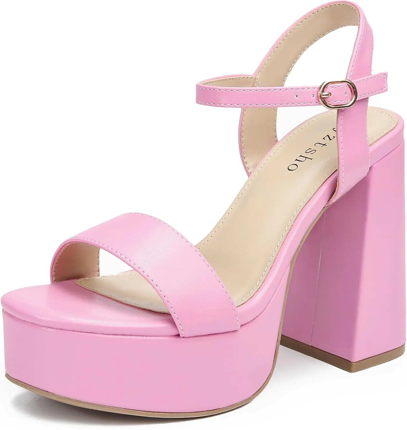 syztsho Platform Heels for Women Chunky High Heel Sandals Ankle Strap Open Toe Pump Wedding Sexy Block Heel Sdndals