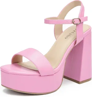 syztsho Platform Heels for Women Chunky High Heel Sandals Ankle Strap Open Toe Pump Wedding Sexy Block Heel Sdndals