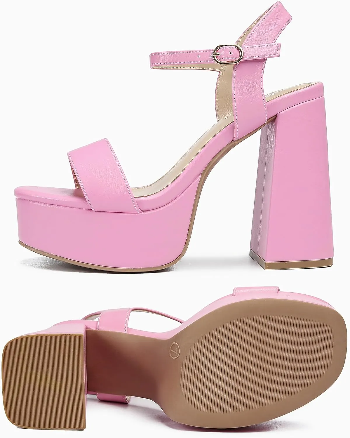 syztsho Platform Heels for Women Chunky High Heel Sandals Ankle Strap Open Toe Pump Wedding Sexy Block Heel Sdndals