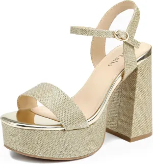 syztsho Platform Heels for Women Chunky High Heel Sandals Ankle Strap Open Toe Pump Wedding Sexy Block Heel Sdndals