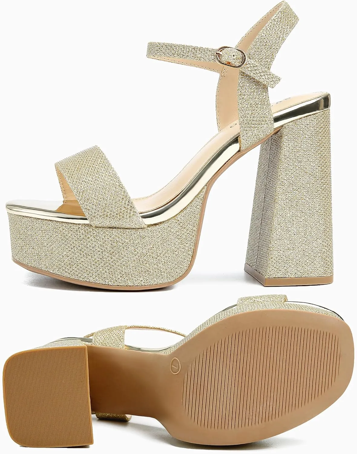 syztsho Platform Heels for Women Chunky High Heel Sandals Ankle Strap Open Toe Pump Wedding Sexy Block Heel Sdndals
