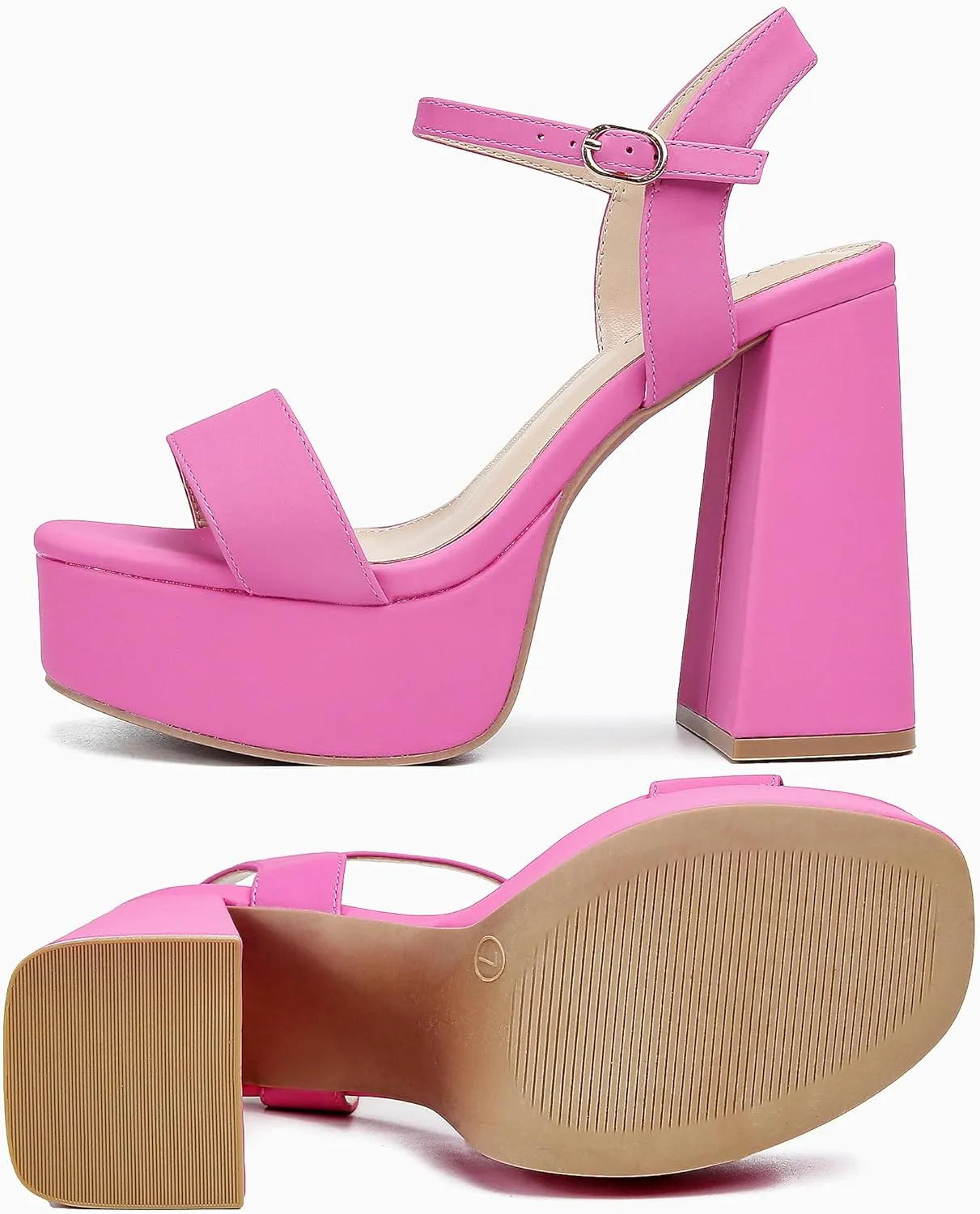 syztsho Platform Heels for Women Chunky High Heel Sandals Ankle Strap Open Toe Pump Wedding Sexy Block Heel Sdndals