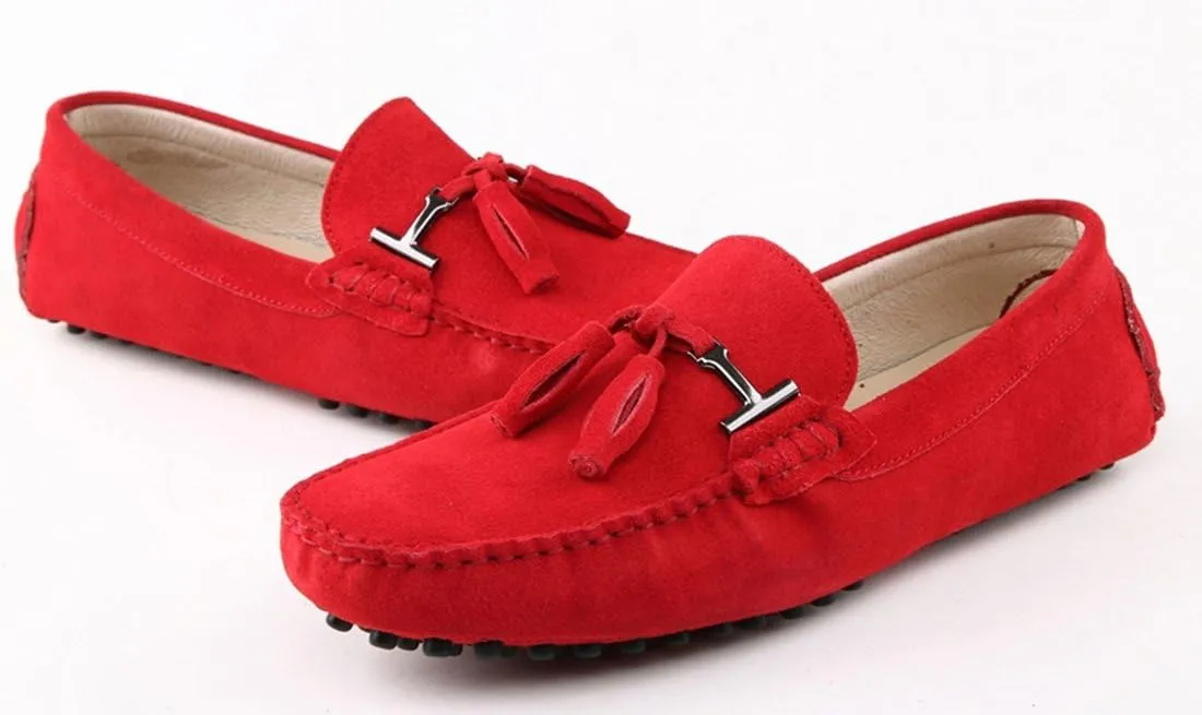 TDA Men's New Tassel Suede Driving Loafers Penny Boat Shoes