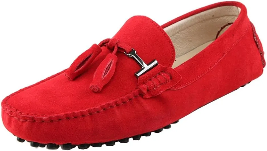 TDA Men's New Tassel Suede Driving Loafers Penny Boat Shoes