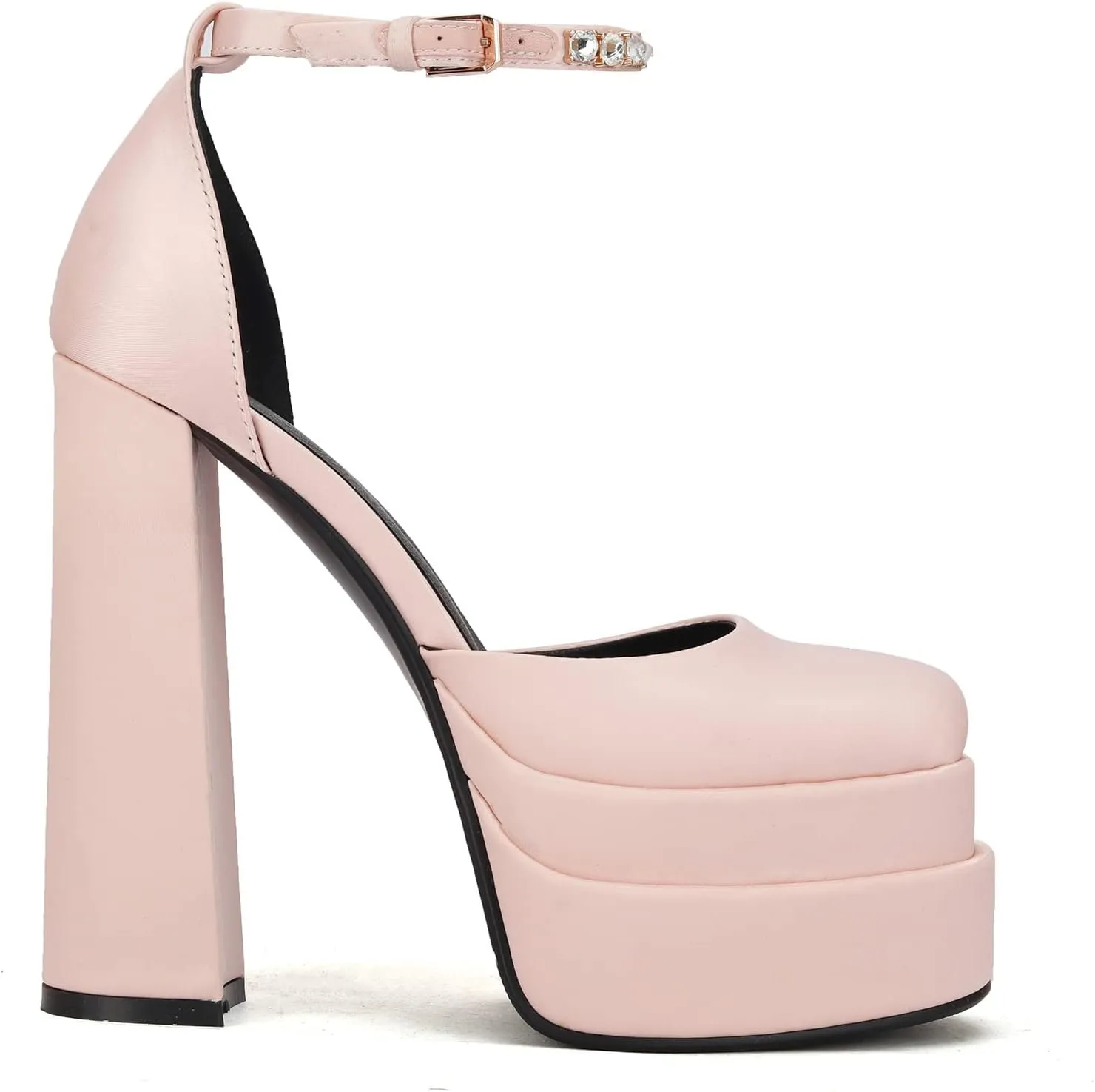 THESHY Womens Platform Chunky High Block Heels Ankle Strap Buckles Wedge Dress Pumps Fashion Shoes for Women