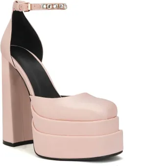 THESHY Womens Platform Chunky High Block Heels Ankle Strap Buckles Wedge Dress Pumps Fashion Shoes for Women