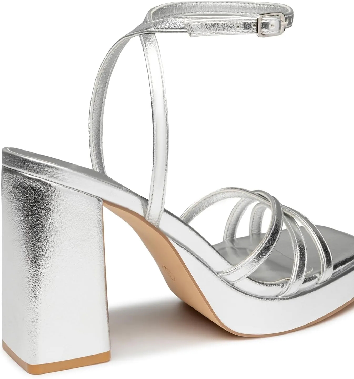Trary Gold & White Heels - Square Toe, 3 inch Platform, Strappy & Block Heels for Wide Feet, Ankle Strap Y2k Shoes for Prom