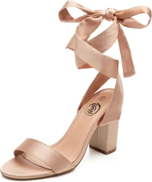 Trary Pink Purple Nude Red Black Heels for Women, Lace Up Chunky Heels for Women, Strappy Heels for Women Sandals, High Platform Stripper Heels, Comfortable Wide Width Tie Up Heels 3 Inch Open Toe