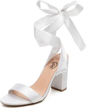 Trary Pink Purple Nude Red Black Heels for Women, Lace Up Chunky Heels for Women, Strappy Heels for Women Sandals, High Platform Stripper Heels, Comfortable Wide Width Tie Up Heels 3 Inch Open Toe