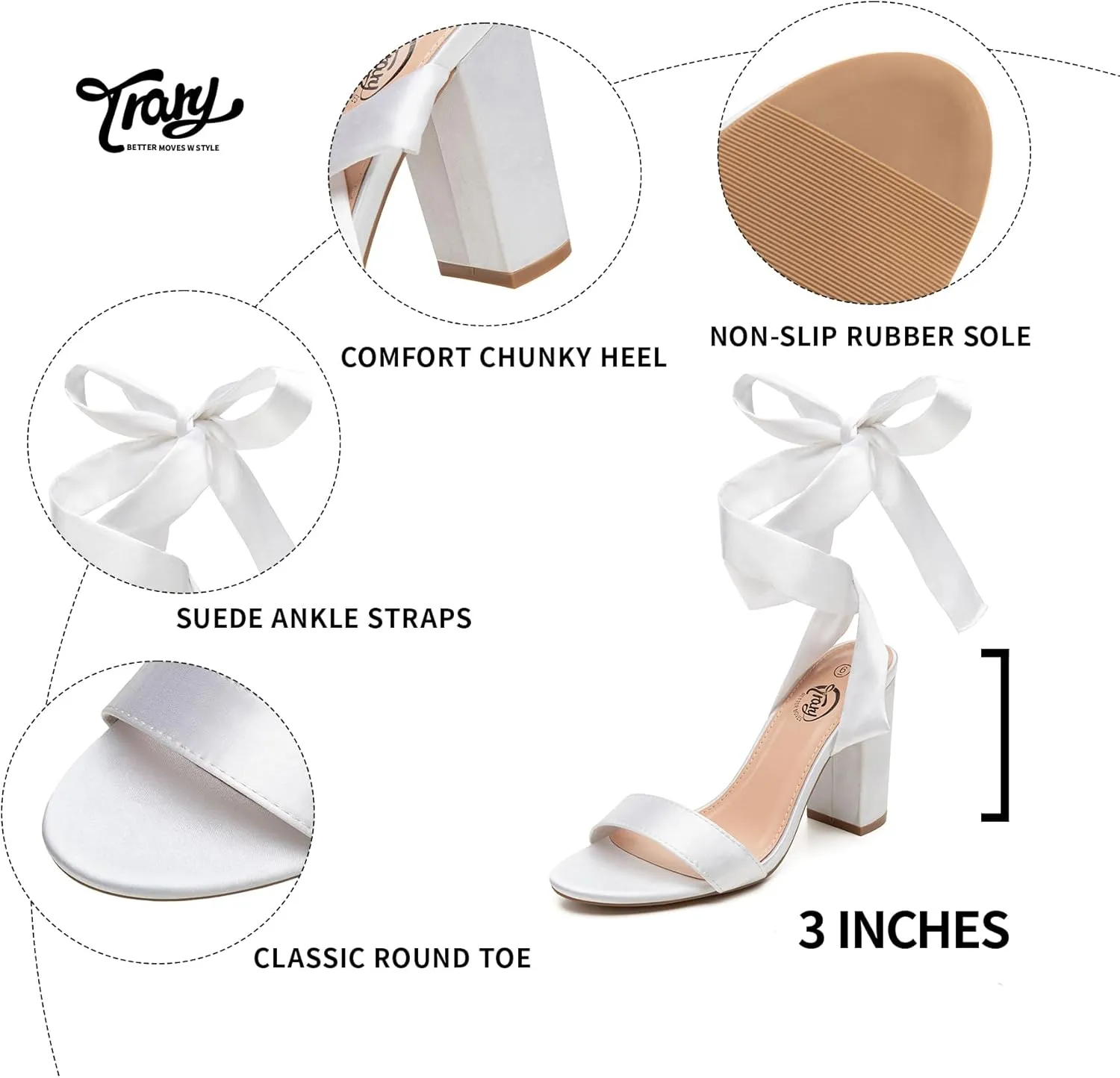 Trary Pink Purple Nude Red Black Heels for Women, Lace Up Chunky Heels for Women, Strappy Heels for Women Sandals, High Platform Stripper Heels, Comfortable Wide Width Tie Up Heels 3 Inch Open Toe