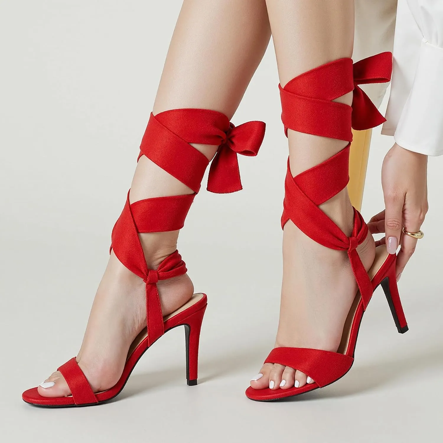 Trary Pink Purple Nude Red Black Heels for Women, Lace Up Chunky Heels for Women, Strappy Heels for Women Sandals, High Platform Stripper Heels, Comfortable Wide Width Tie Up Heels 3 Inch Open Toe