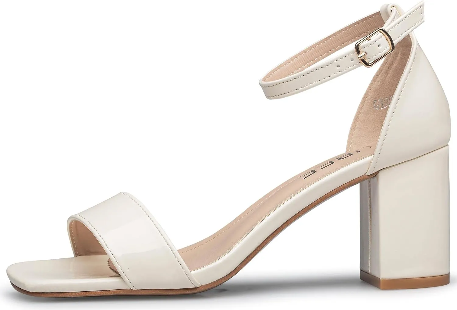 UBEE Nude High Heels Women's open toe ankle strap Thick heel Pump Sandals Party wedding Buckle Sandals