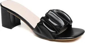 URLECHS Women's Open Toe Square Chunky High Heel Sandals,Lightweight Comfortable Slip On Mule Sandals Casual Fashion Dress Pumps