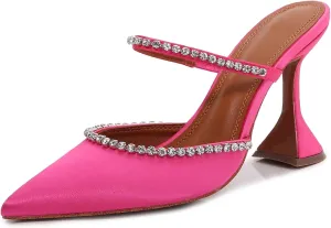 Vertundy Women's Mule Heels Rhinestones Strappy Stiletto Slide Pumps Slip On Sexy High Heels Sandals Closed Pointed Toe Backless Dressy Wedding Party Summer Shoes