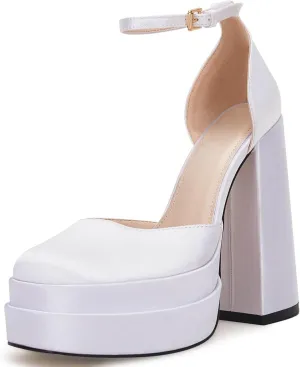 VETASTE Womens Platform Chunky High Block Heels Ankle Strap Party Wedding Dress Pumps Shoes