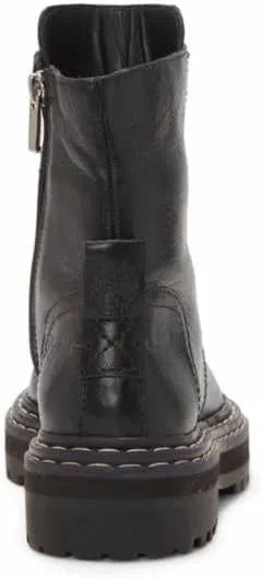 Vince Camuto Popinta Black Soft Goat Side Zipper Rounded Toe Chain Detailed Boot