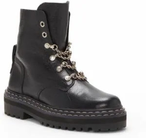 Vince Camuto Popinta Black Soft Goat Side Zipper Rounded Toe Chain Detailed Boot
