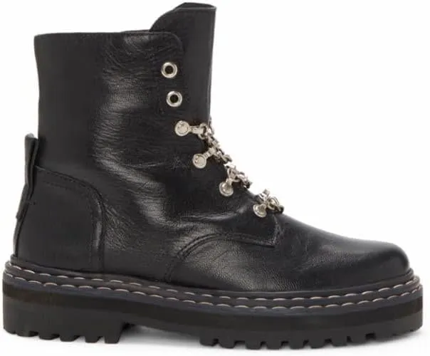 Vince Camuto Popinta Black Soft Goat Side Zipper Rounded Toe Chain Detailed Boot
