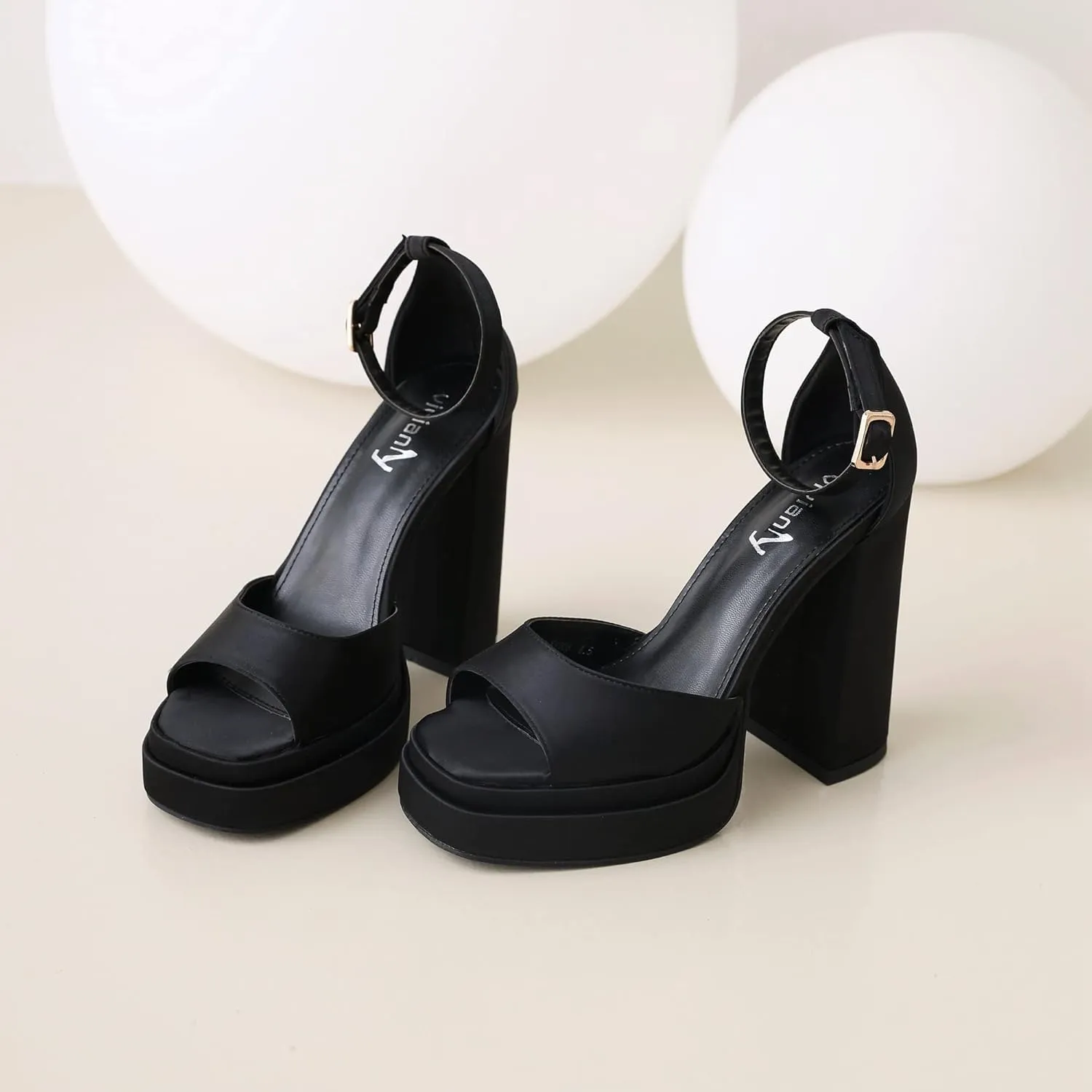 vivianly Women's Platform High Chunky Heels Sandals Open Toe Block Heeled Sandals Ankle Strap Pumps Party Dress Wedding