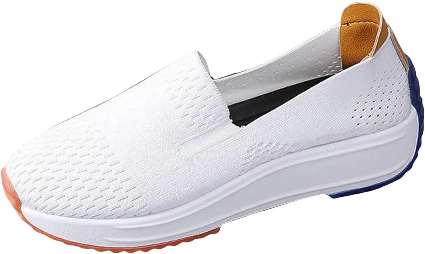 Wedge Sandals For Women 2025 Casual Dressy Summer Slip on Knitted Ankle Strap Platform Wedges Walking Shoes Women's Round Head Comfortable Loafers Breathable Lightweight Comfort Low Heels Canvas