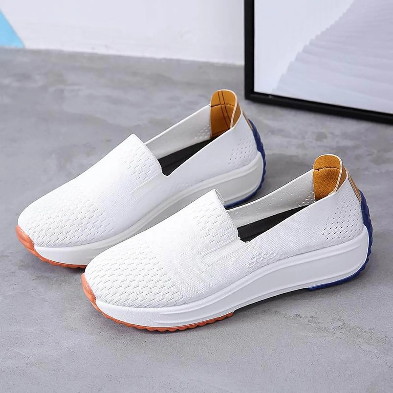 Wedge Sandals For Women 2025 Casual Dressy Summer Slip on Knitted Ankle Strap Platform Wedges Walking Shoes Women's Round Head Comfortable Loafers Breathable Lightweight Comfort Low Heels Canvas