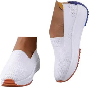 Wedge Sandals For Women 2025 Casual Dressy Summer Slip on Knitted Ankle Strap Platform Wedges Walking Shoes Women's Round Head Comfortable Loafers Breathable Lightweight Comfort Low Heels Canvas