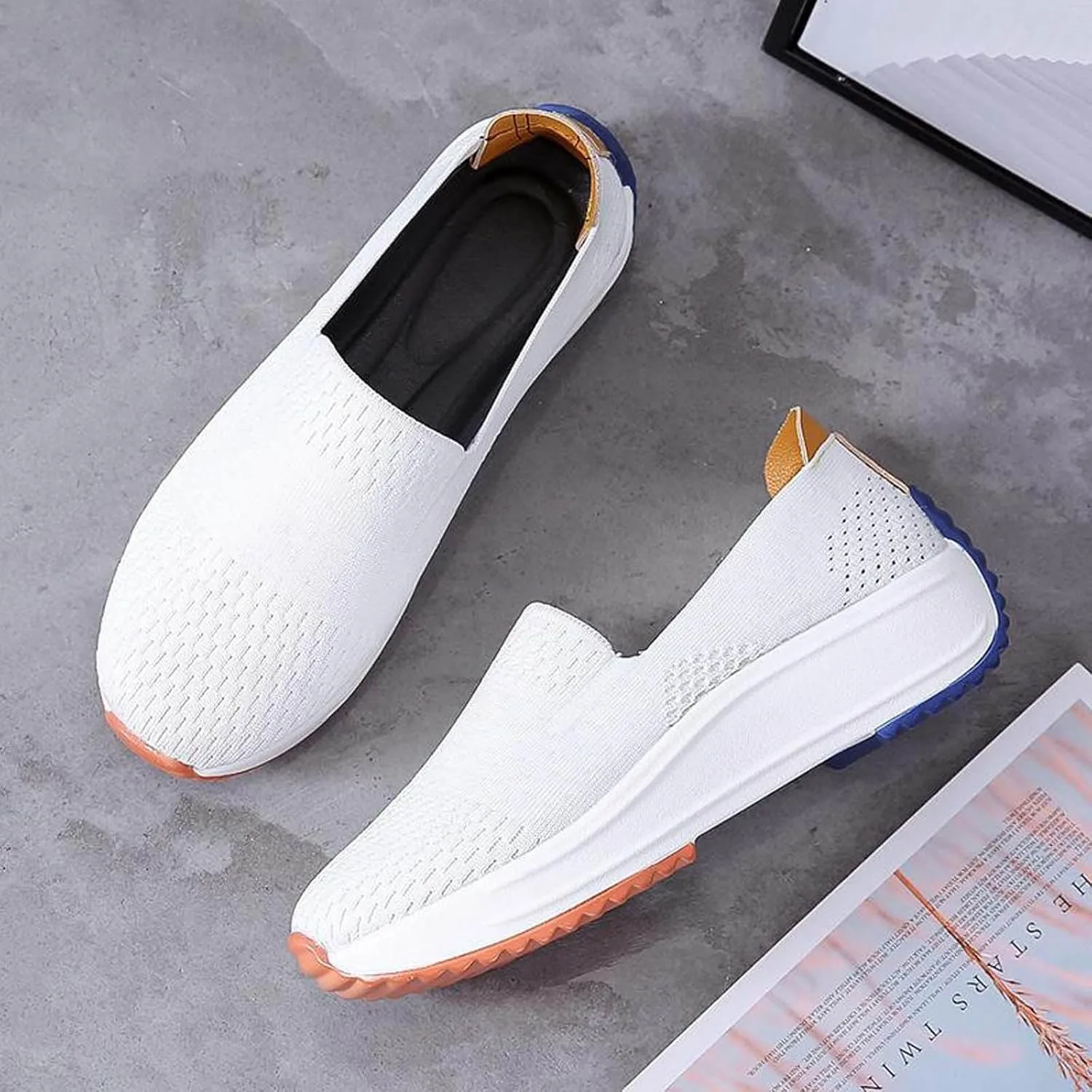 Wedge Sandals For Women 2025 Casual Dressy Summer Slip on Knitted Ankle Strap Platform Wedges Walking Shoes Women's Round Head Comfortable Loafers Breathable Lightweight Comfort Low Heels Canvas