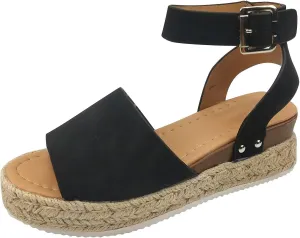 Wedge Sandals for Women Open Toe Buckle Strap Ankle Boots Vintage Hollow Out Platform Sandals Summer Casual Shoes