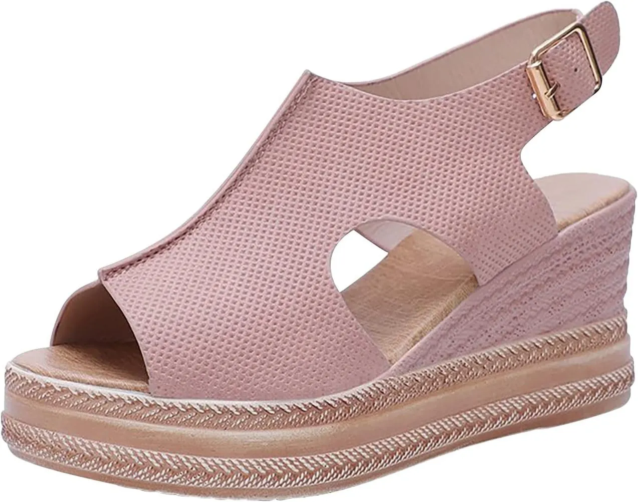 Wedge Sandals for Women Open Toe Buckle Strap Ankle Boots Vintage Hollow Out Platform Sandals Summer Casual Shoes