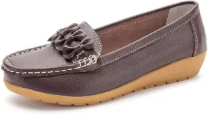 WERWAES Casual Leather Loafers for Womens Hot Classic Fashion Bow-Knot Slip on Ladies Flats Loafers Office Walking Outdoor Penny Loafers Moccasins Boat Shoes