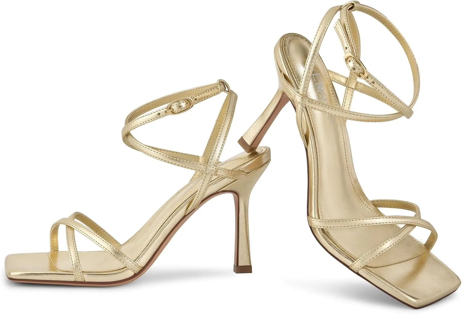 wetkiss Strappy Heels Women Stiletto High Heeled Sandals Adjustable Ankle Strap Square Open Toe For Homecoming Party Dress Wedding