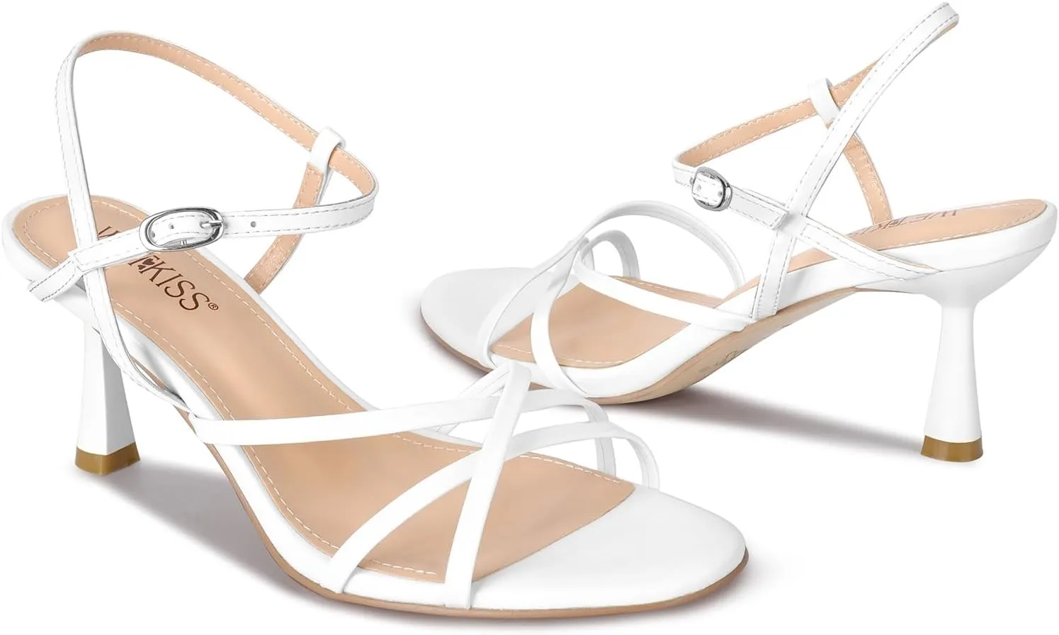 wetkiss Strappy Kitten Heels For Women Low Heel Comfy Sandals Adjustable Ankle Strap Round Open Toe For Homecoming Party Dress Wedding Gold Black White Red Silver Available