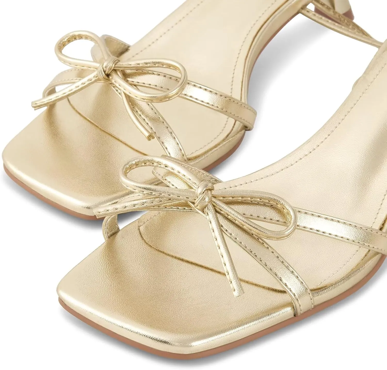 wetkiss Women's Lace up Bow Kitten Heeled Sandals Square Open Toe Heels Comfort Dress Wedding Party Shoes