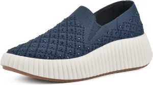 WHITE MOUNTAIN Women's Dyles Rhinestoned Woven Knit Sneaker