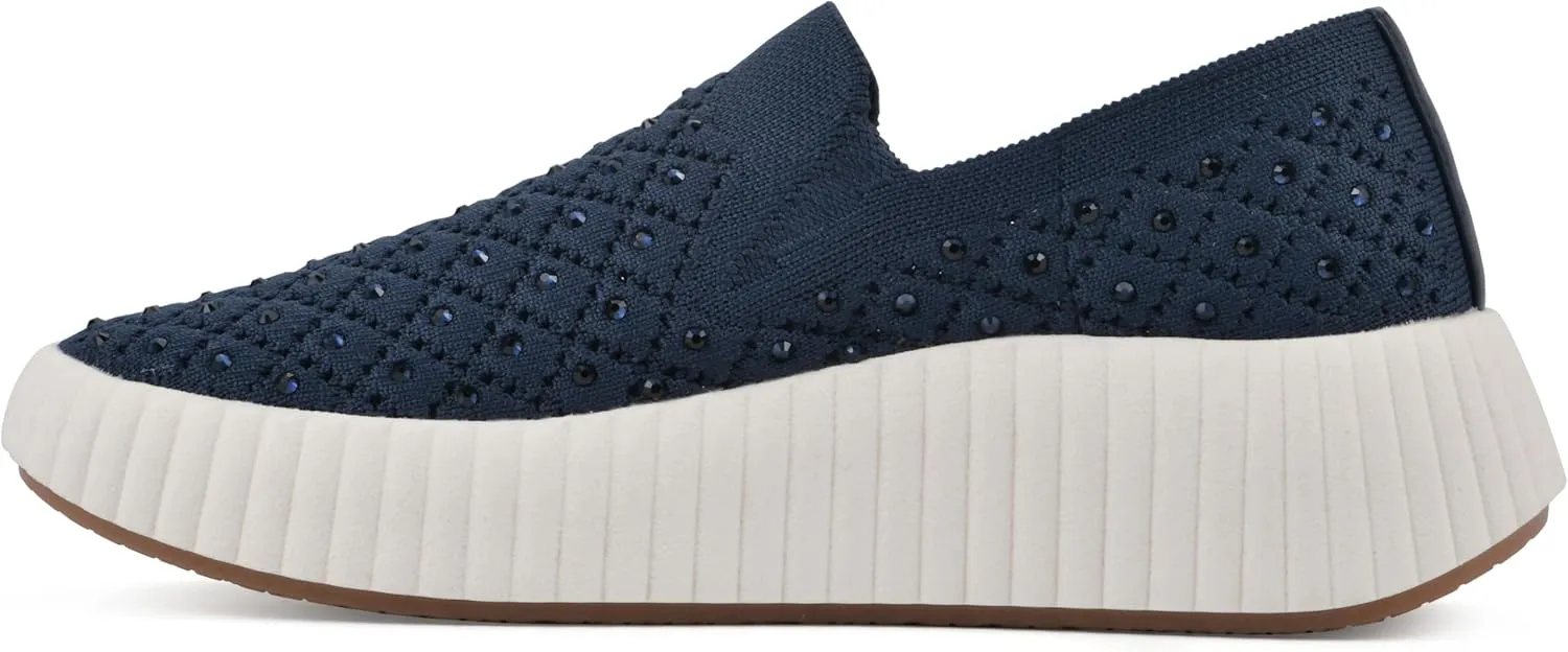 WHITE MOUNTAIN Women's Dyles Rhinestoned Woven Knit Sneaker