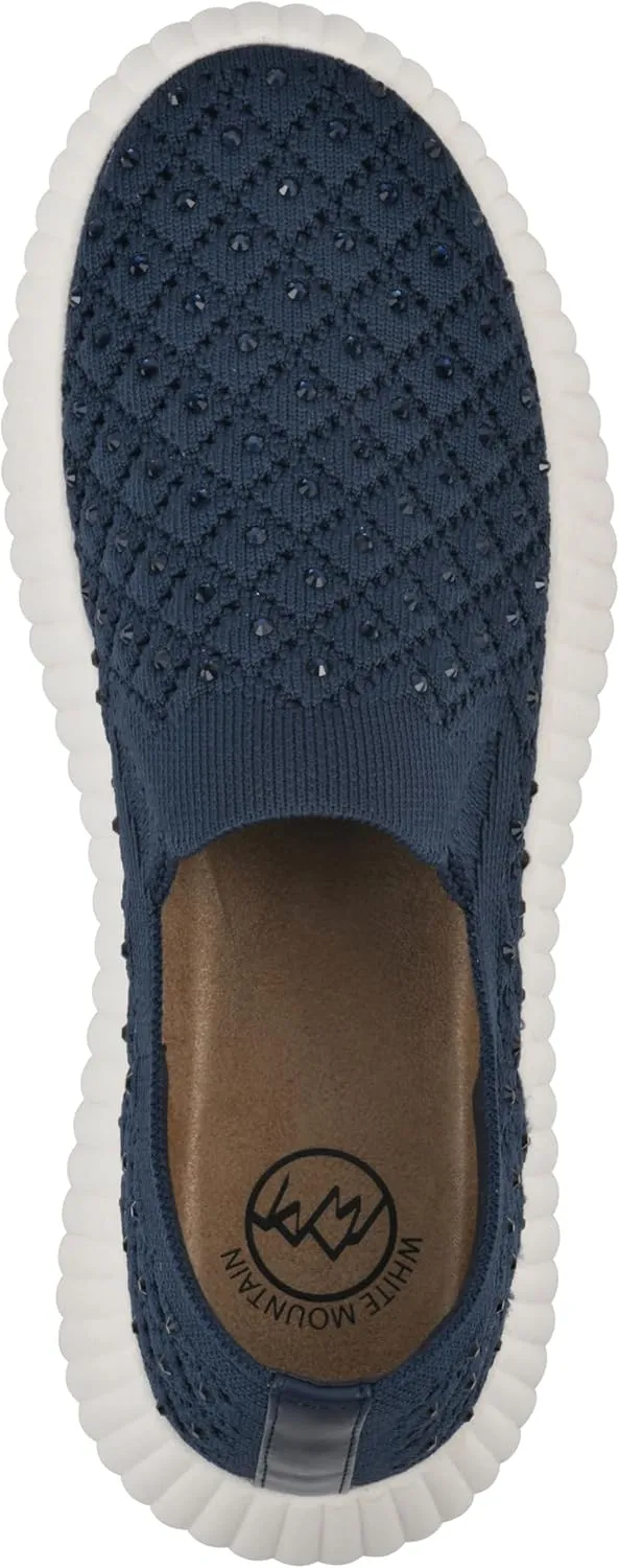 WHITE MOUNTAIN Women's Dyles Rhinestoned Woven Knit Sneaker