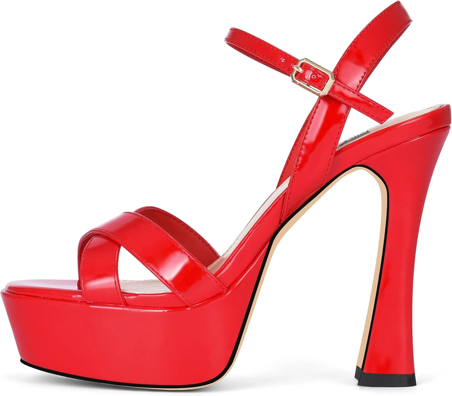 Women High Heel Platform Sandals with Ankle Strap Open Toe Spool Chunky Heels Prom Party Dress with Buckle