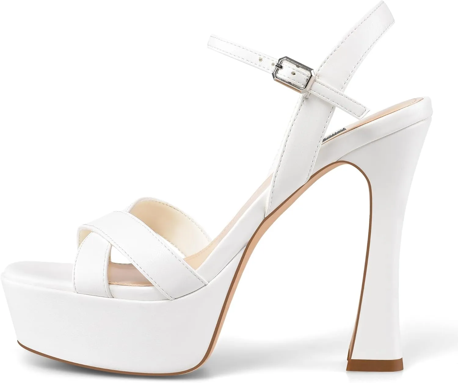 Women High Heel Platform Sandals with Ankle Strap Open Toe Spool Chunky Heels Prom Party Dress with Buckle