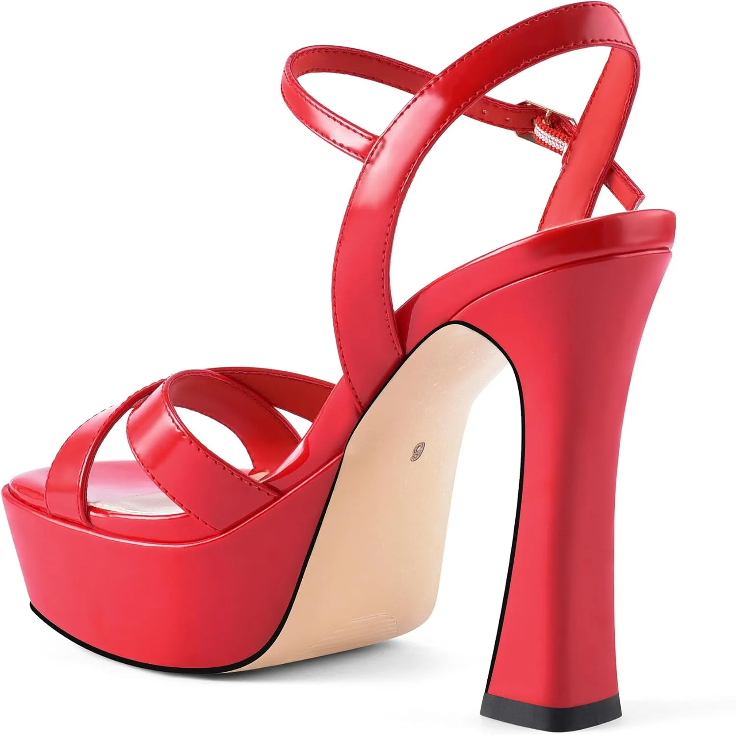 Women High Heel Platform Sandals with Ankle Strap Open Toe Spool Chunky Heels Prom Party Dress with Buckle