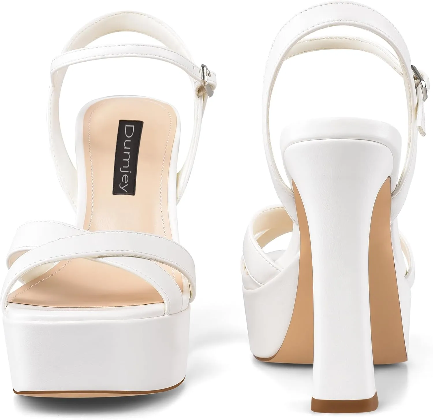 Women High Heel Platform Sandals with Ankle Strap Open Toe Spool Chunky Heels Prom Party Dress with Buckle