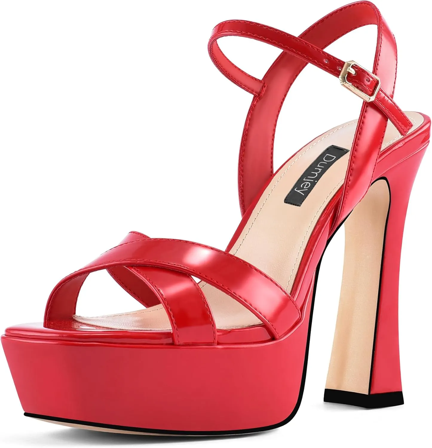 Women High Heel Platform Sandals with Ankle Strap Open Toe Spool Chunky Heels Prom Party Dress with Buckle