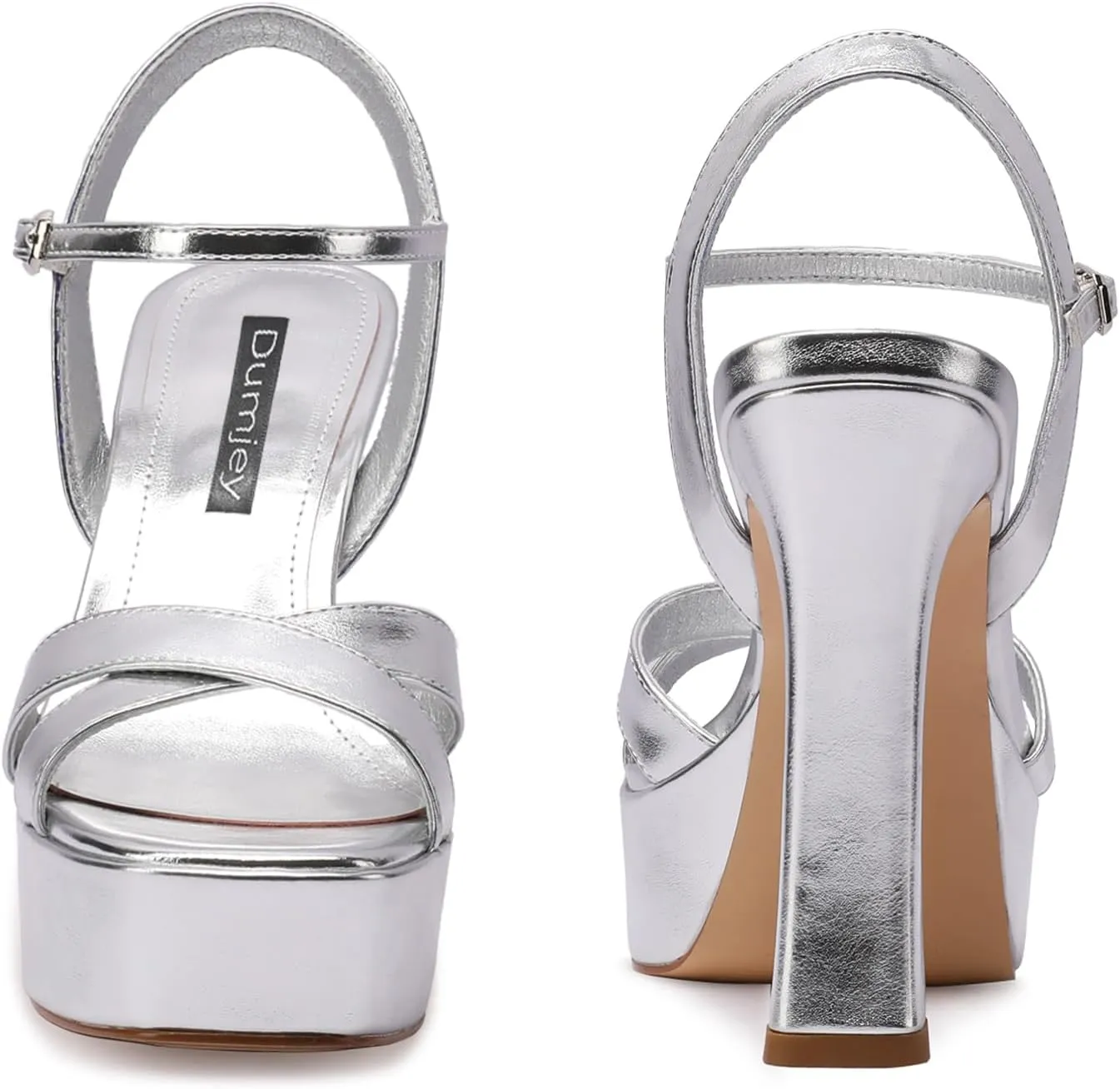 Women High Heel Platform Sandals with Ankle Strap Open Toe Spool Chunky Heels Prom Party Dress with Buckle