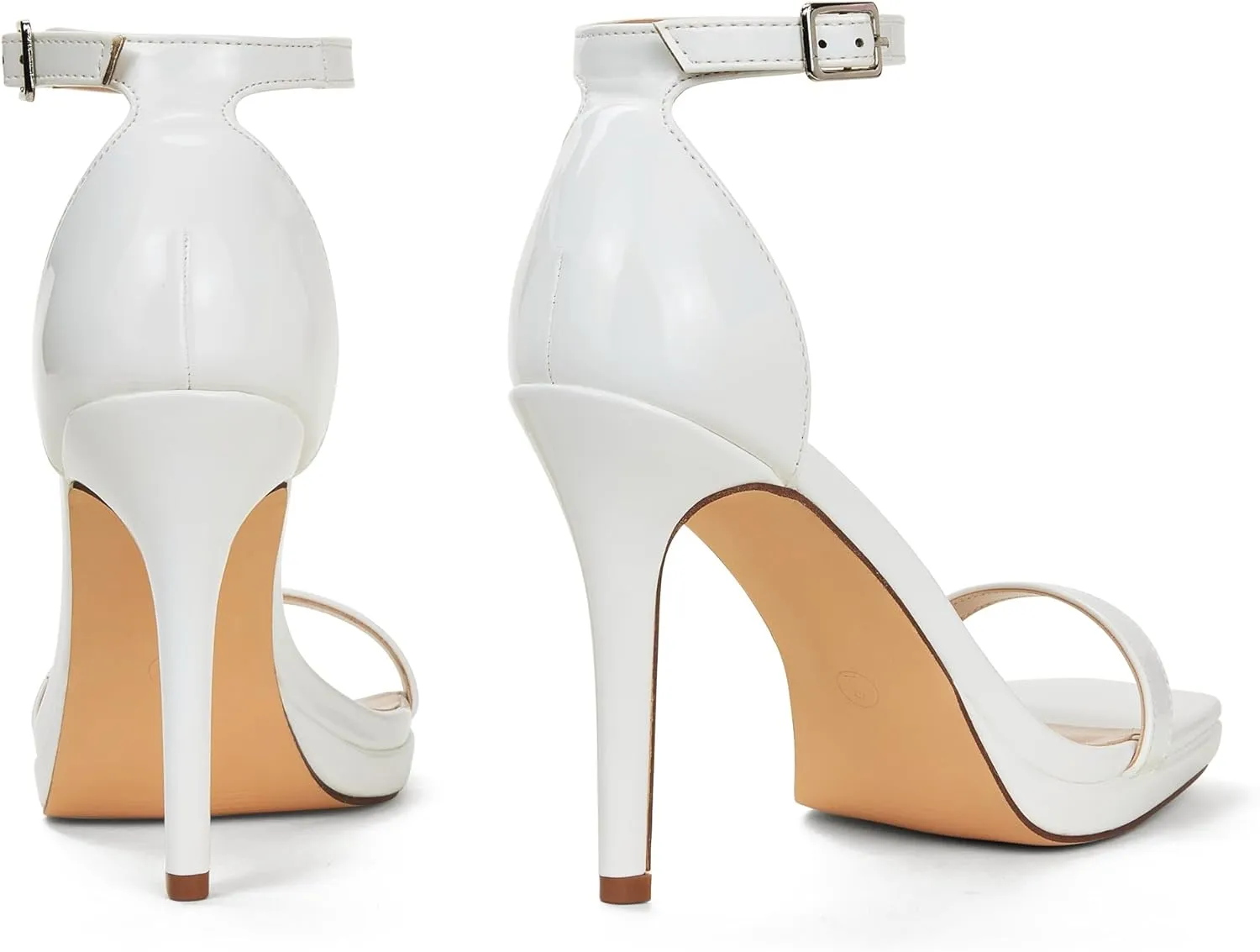 Women Strappy High Heeled Sandals,4.3-Inch Stiletto Open Square Toe Heels with Ankle Strap at Wedding Bride Prom Date Work Church Dressy