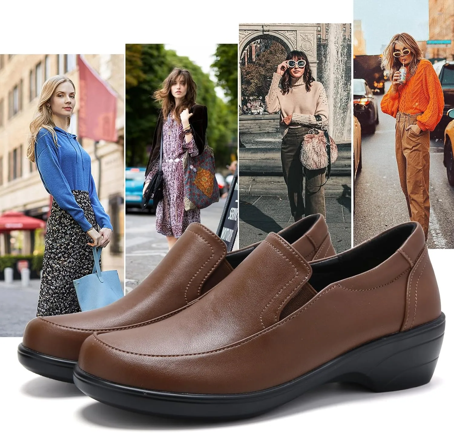 Women's Classic Loafers Leather Slip-ons Chunky Platform Penny Shoes