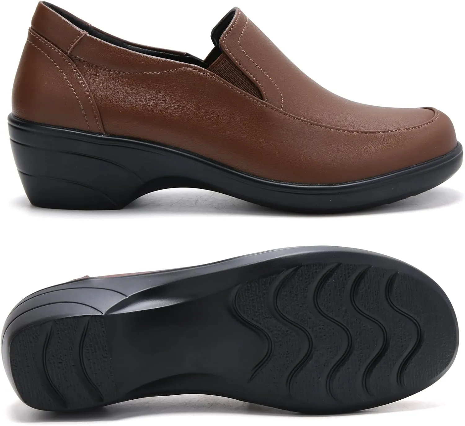 Women's Classic Loafers Leather Slip-ons Chunky Platform Penny Shoes